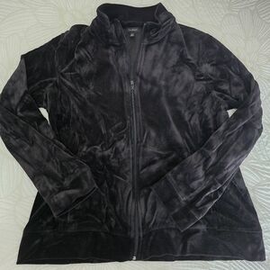 Talbots Velour Velvet Zip Up Tracksuit Jacket Size Medium Comfy Cozy